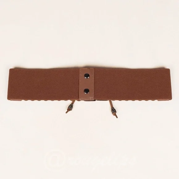 PU Wide Corset Laser Cut Hollow Out Brown Belt Boho - Picture 4 of 6